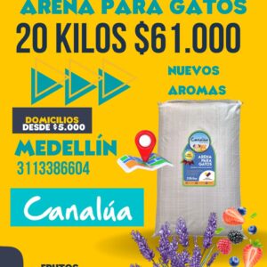 Arena para gatos Canalúa 20 kilos Frutos Rojos o Lavanda