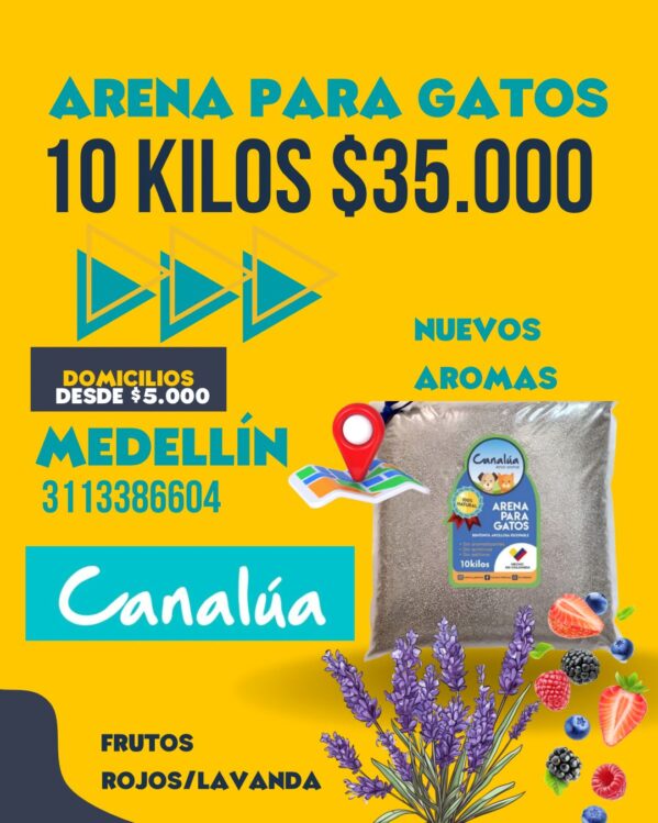 Arena para gatos Canalúa 10 kilos Frutos Rojos/Lavanda