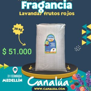 Arena para gatos Canalúa 20 kilos Fragancias a: Lavanda - Frutos Rojos - Cafe